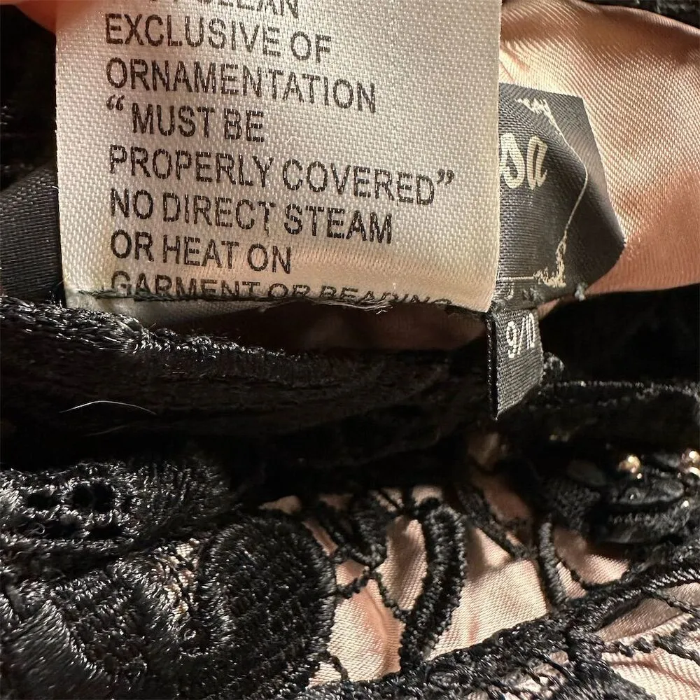 Mona Lisa Women's Black Lace Long Evening Gown Size 10 Formal Dress Rhinestones - Image 7