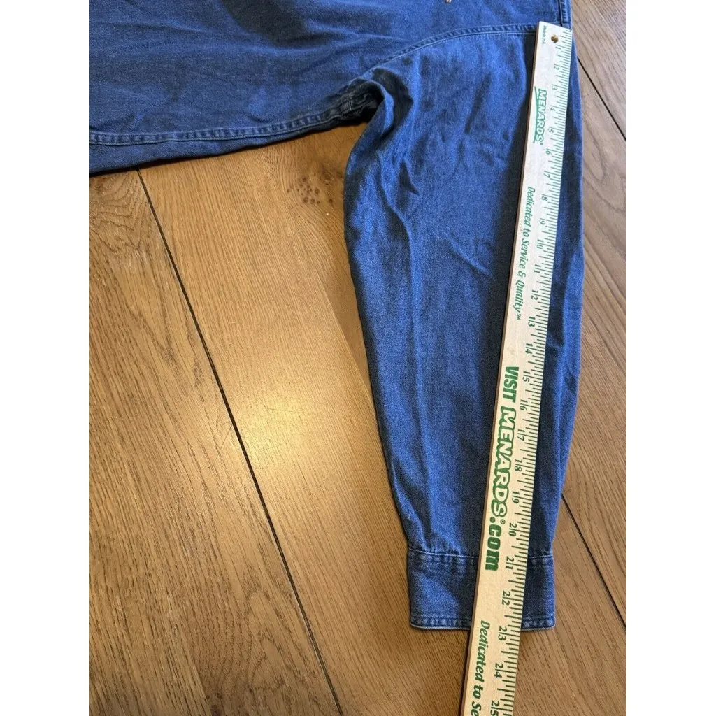 Victoria‎ Jones Denim Floral Embroidered Button Down Shirt Size 20W VTG Blue - Image 6