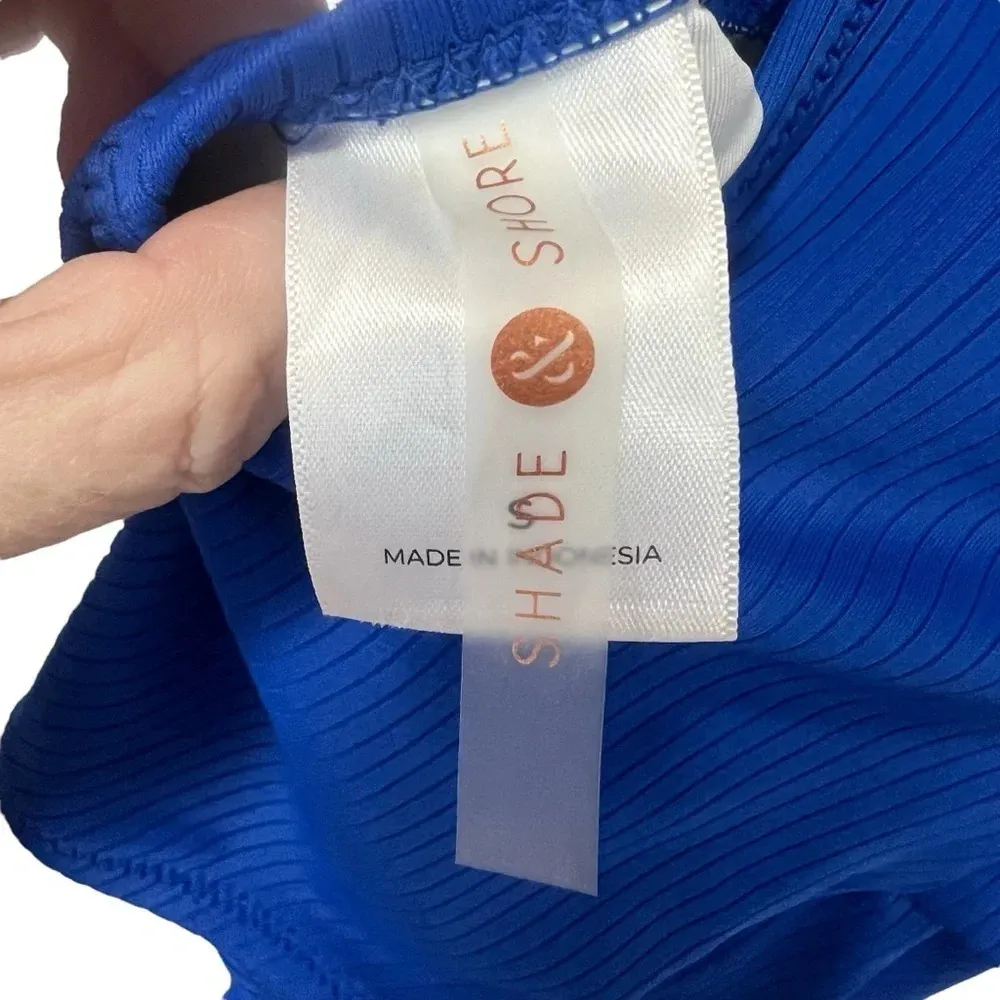 monokini ribbed tie front in blue size small - Image 7