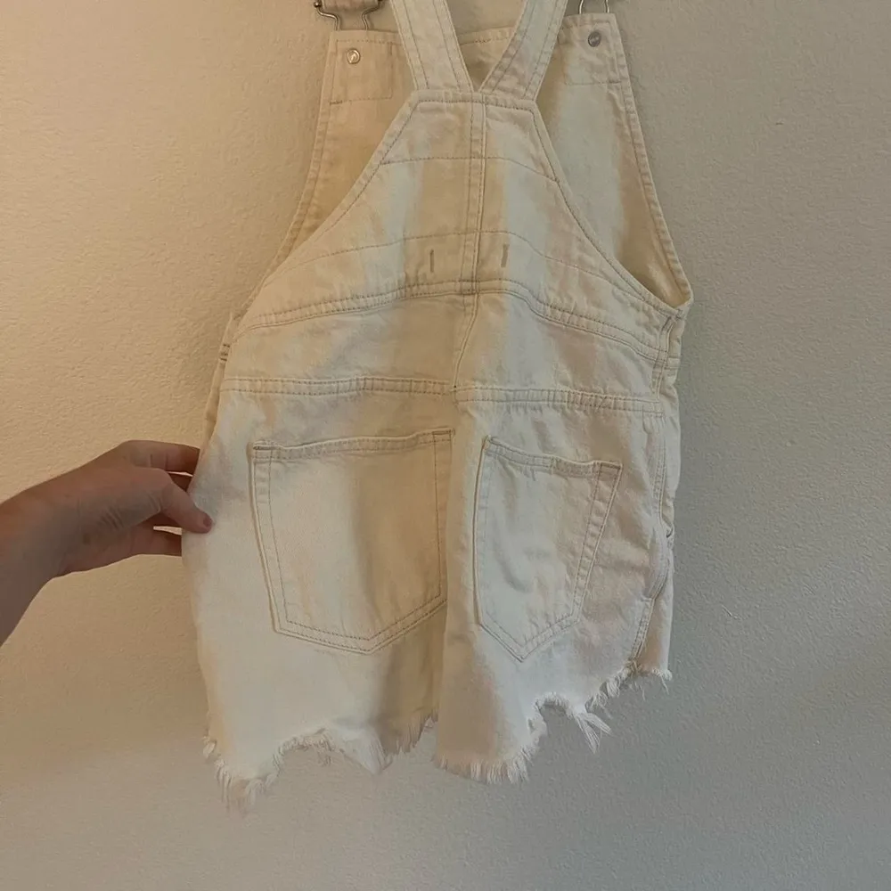 Free People Torn Up Jumper Frayed Hem Denim Overalls Mini Skirt dress - Image 4