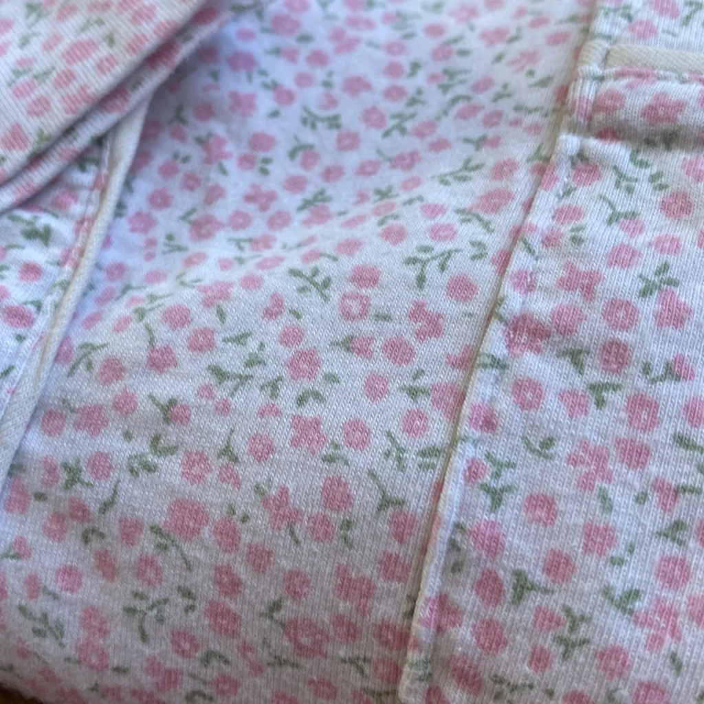 LL Bean Organic Cotton Modal Blend Men’s Style Pajamas Pink Flowers White Size XS - Image 14