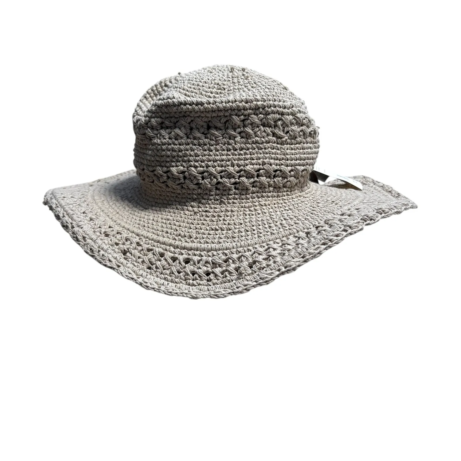 San Diego Hat Company NWT Silver Wave Cotton Crochet Sun Hat UPF 50 Tan - Image 6