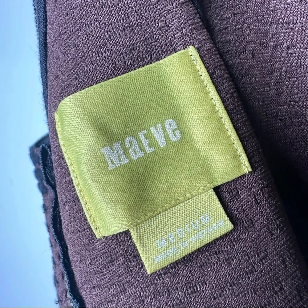 Maeve Anthropologie Brown/Black Meridian Vertical Stripe Dress Size Medium - Image 5