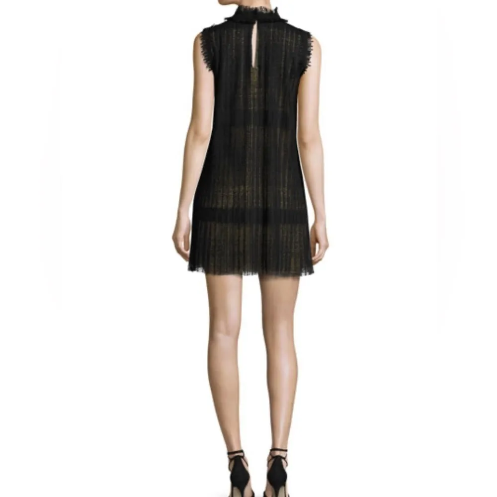 Alexis - Becca Sleeveless Plisse Lace Minidress, Black - Image 3