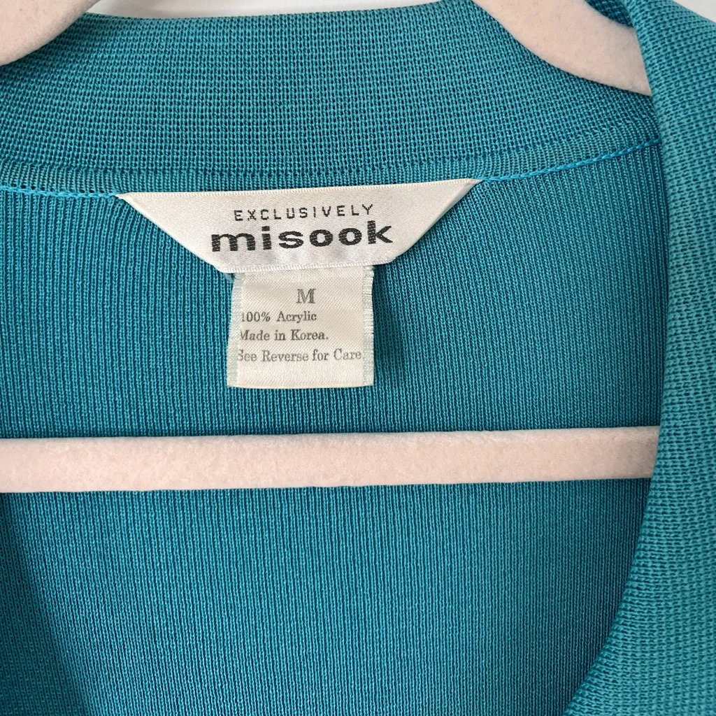 Misook Vintage Acrylic Top & Blazer Set Teal Made in Korea Women’s Medium - Image 6