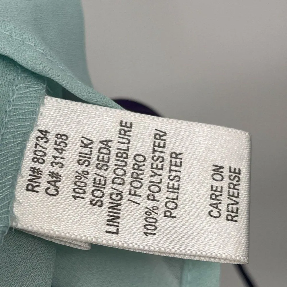 Y2K 2000s 100% Silk To The Max Waist Tie Sleeveless Tank Damask Printed Dress Blue Size 4 - Image 7