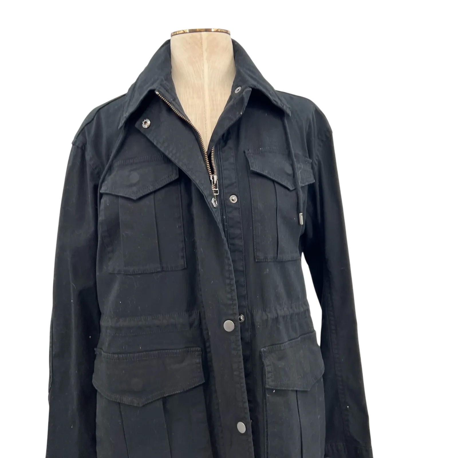 Atm Anthony Thomas Melillo Washed Cargo Jacket Cotton Black Size Medium - Image 4