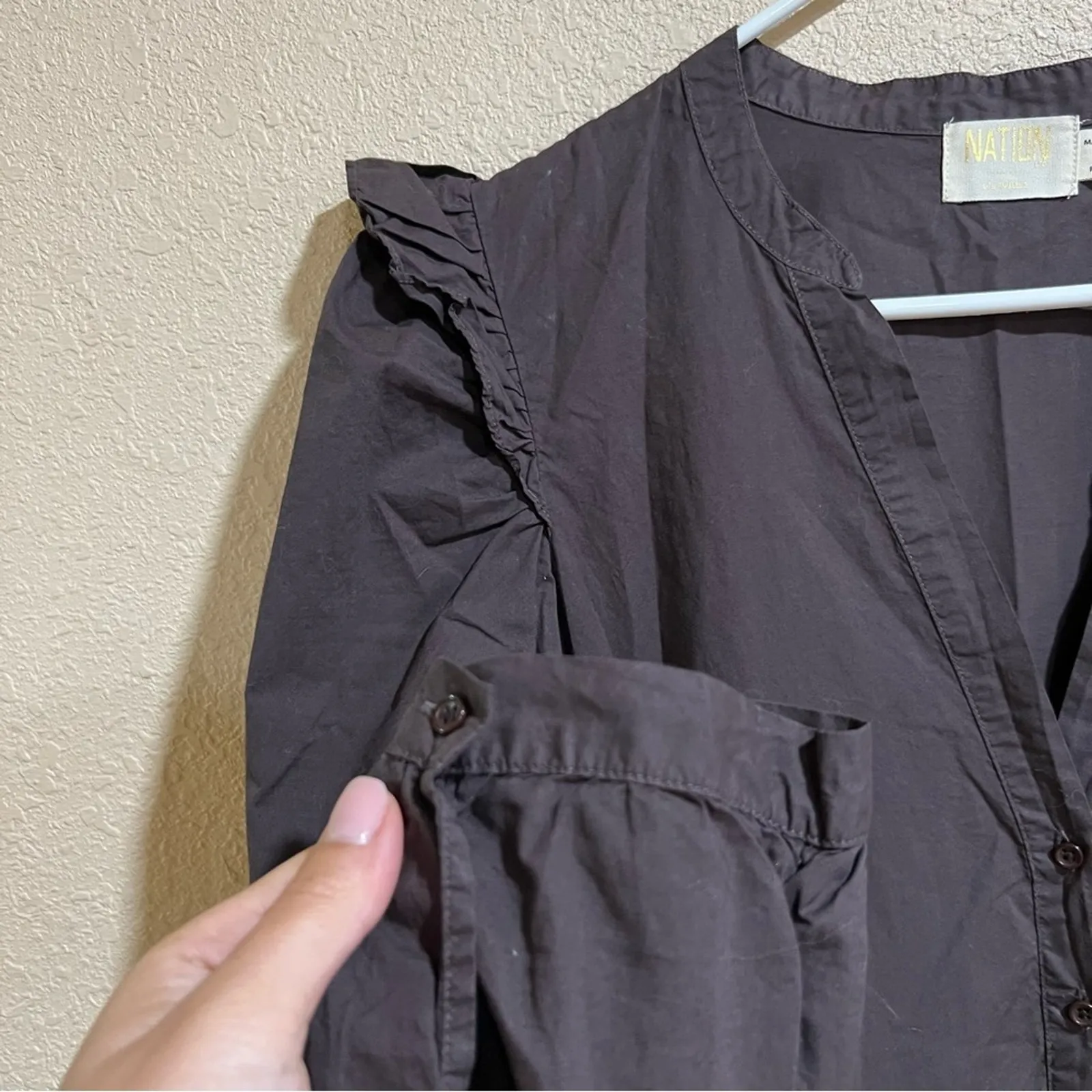 NATION LTD DALIA VICTORIAN DRESS in brown ruffle boho bohemian midi MEDIUM - Image 6