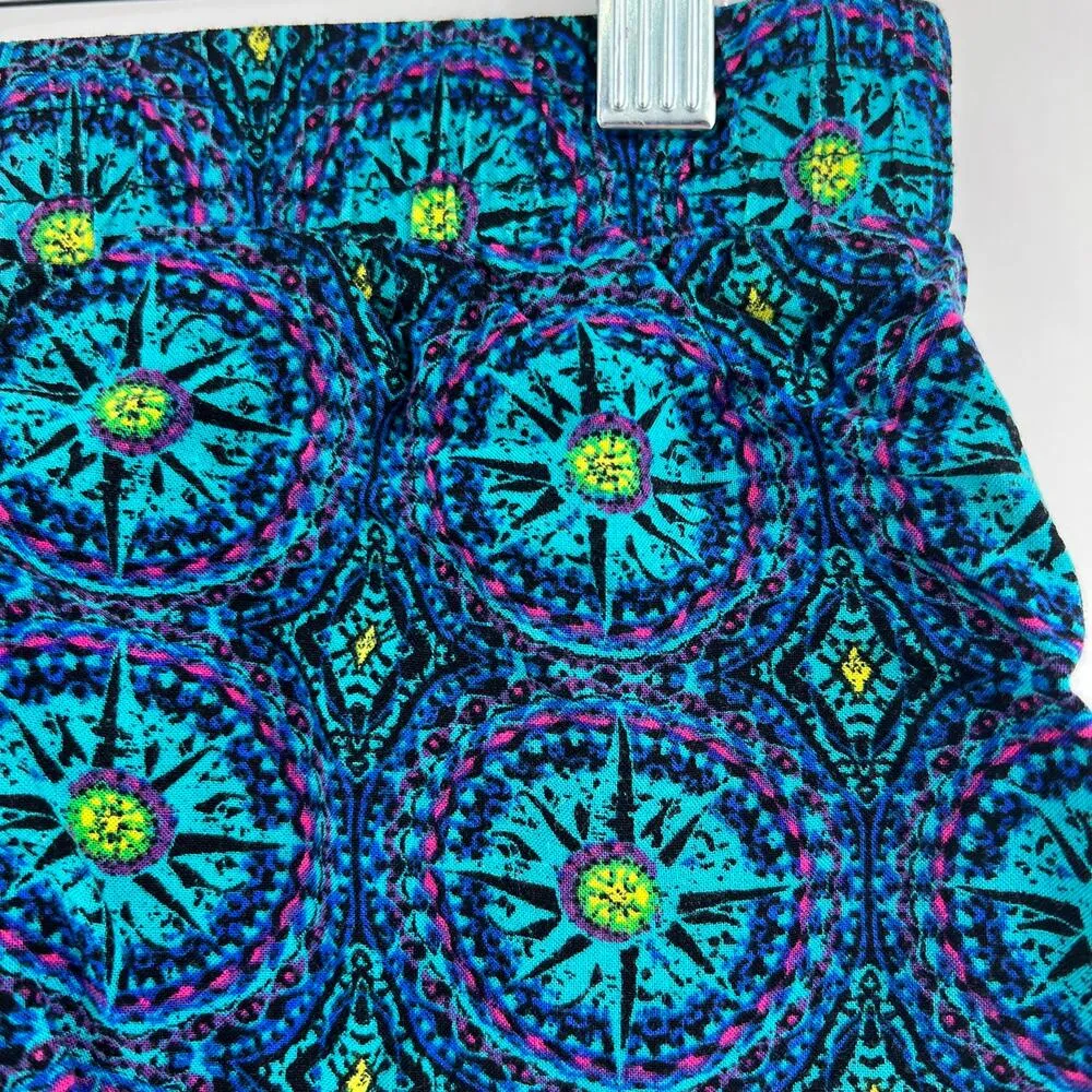 NOBO No Boundaries MEDIUM Blue Kaleidoscope Sun Dial Semi-Sheer Shorts - Image 2