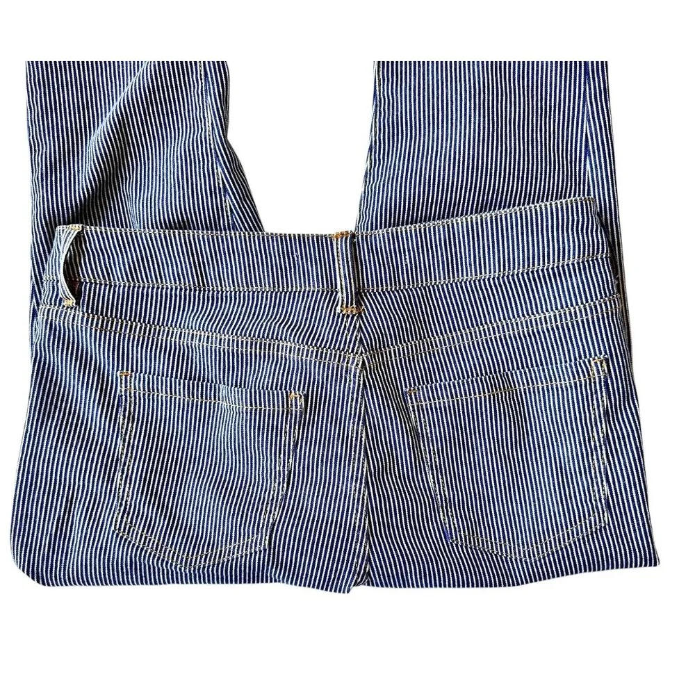 Harper Jeans Size 26 Pin Striped Navy White Skinny Straight Leg Mid Rise Cotton Blue - Image 7