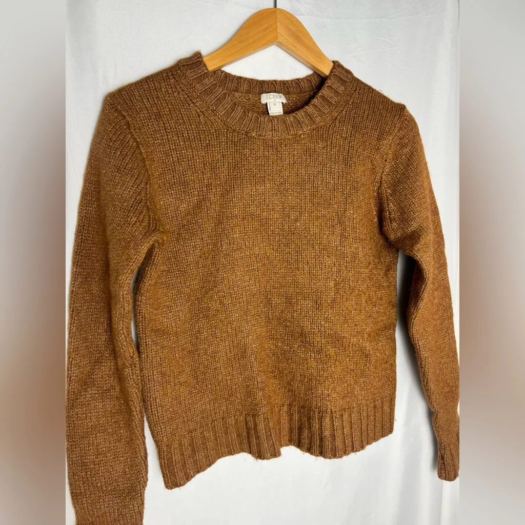 J. Crew Women's Brown Sweater wool long sleeve crew neck medium - Image 8
