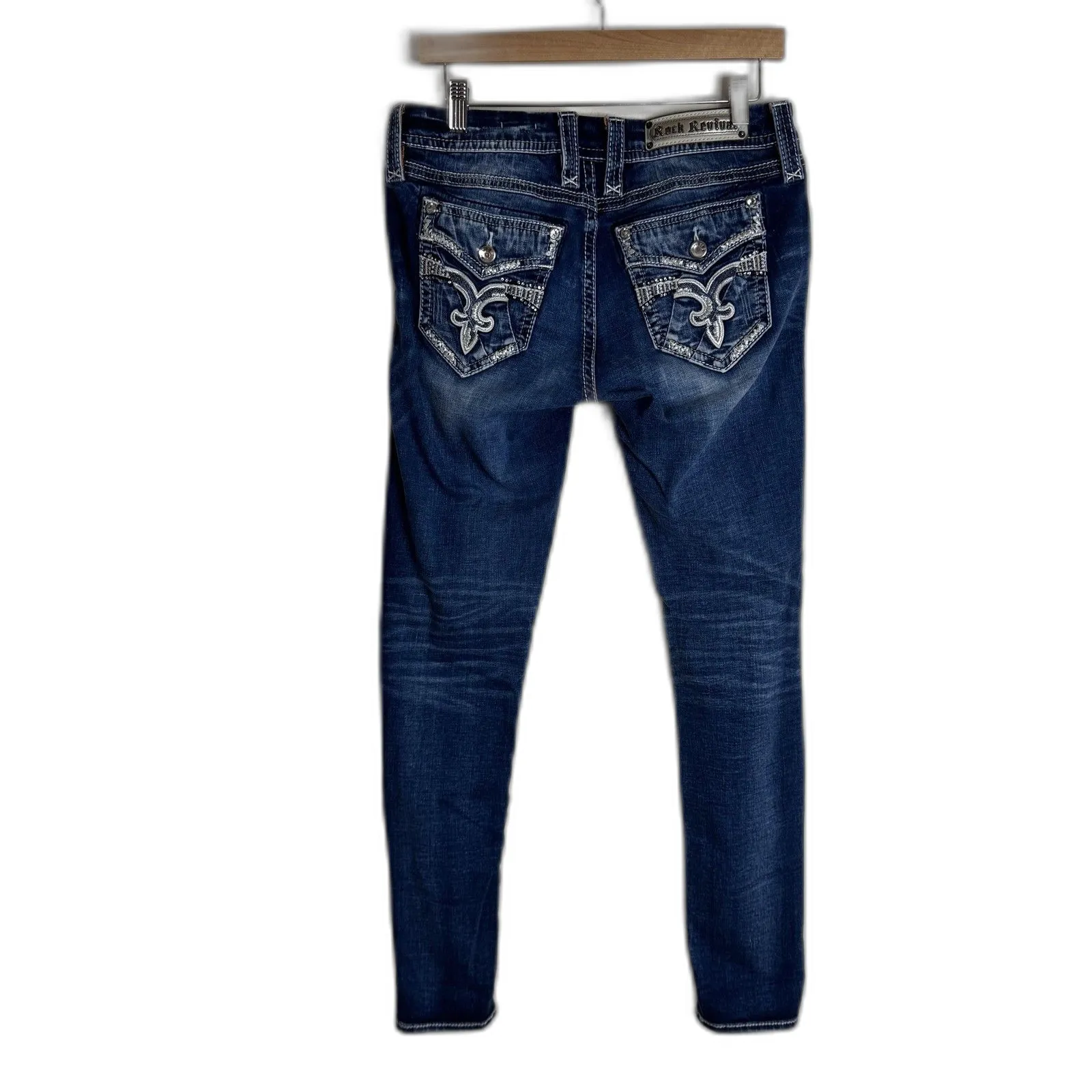 Rock Revival Cherilyn Jeans Womens 29 Blue Skinny Embellished Denim Bling - Image 9