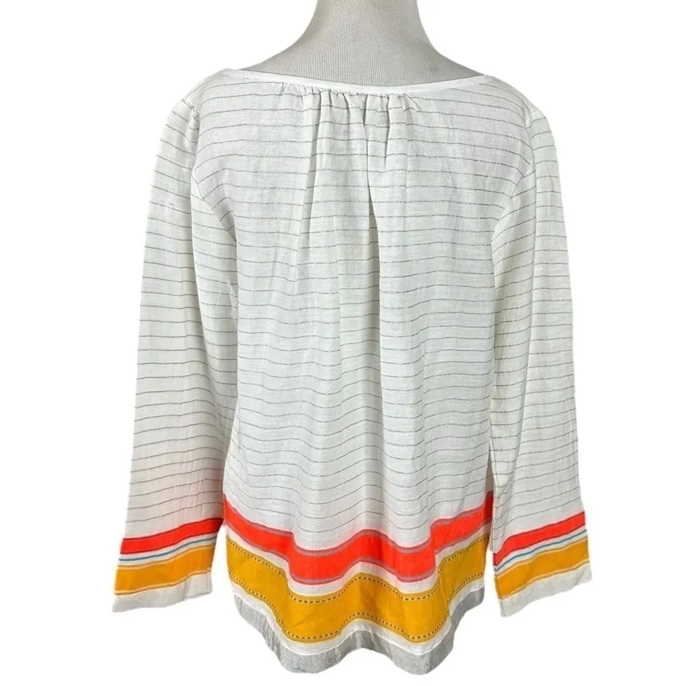 Lemlem Resort Gauze Cotton Top Small Striped Blouse Hand Weaved in Ethiopia - Image 4