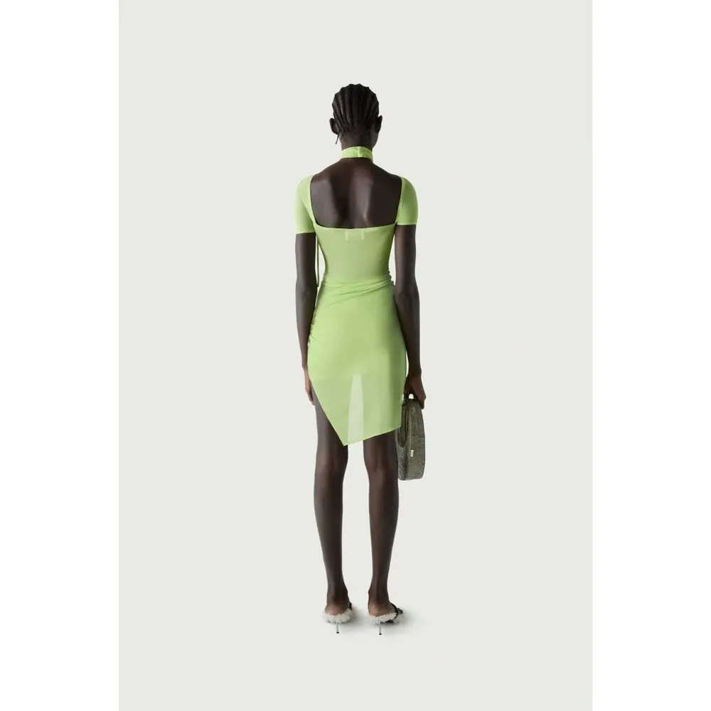 COPERNI Asymmetric Draped Mesh Dress in Anis XSmall New Womens Green Size XS - Image 11