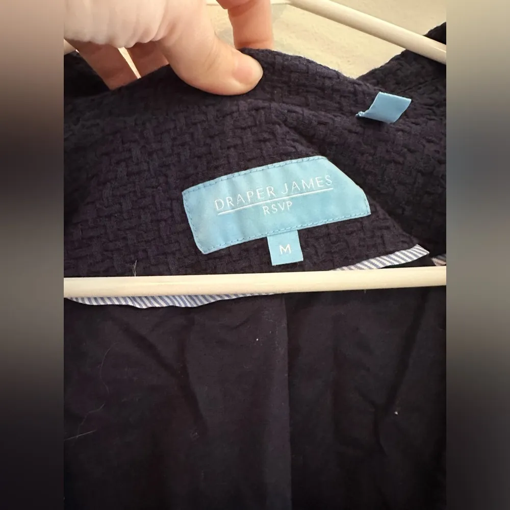 Draper James RSVP Navy Blue Textured Cotton Rayon Blazer // Size Medium - Image 4