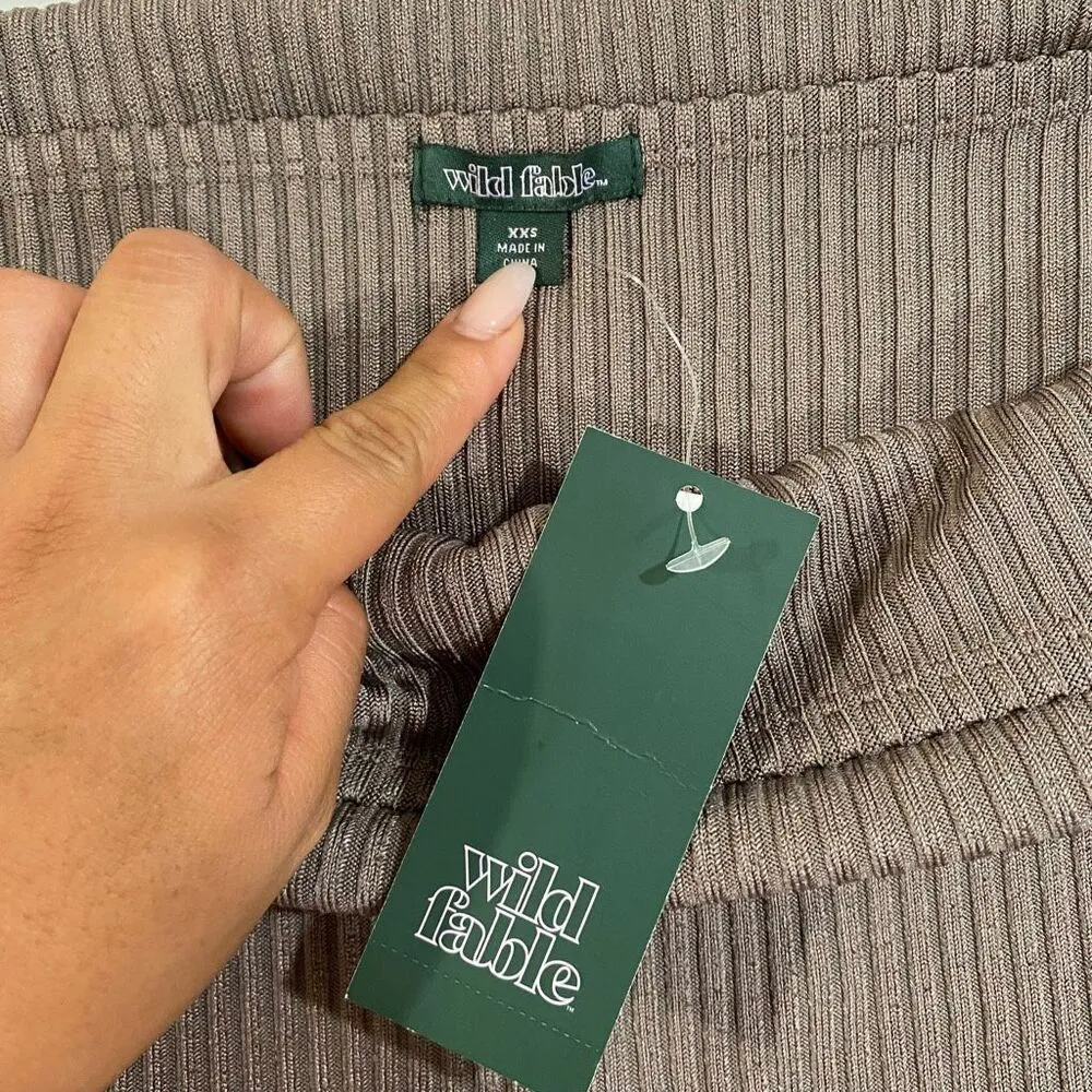 Wild Fable Ribbed Off Shoulder Top Brown XXS NWT Long Sleeve - Image 3