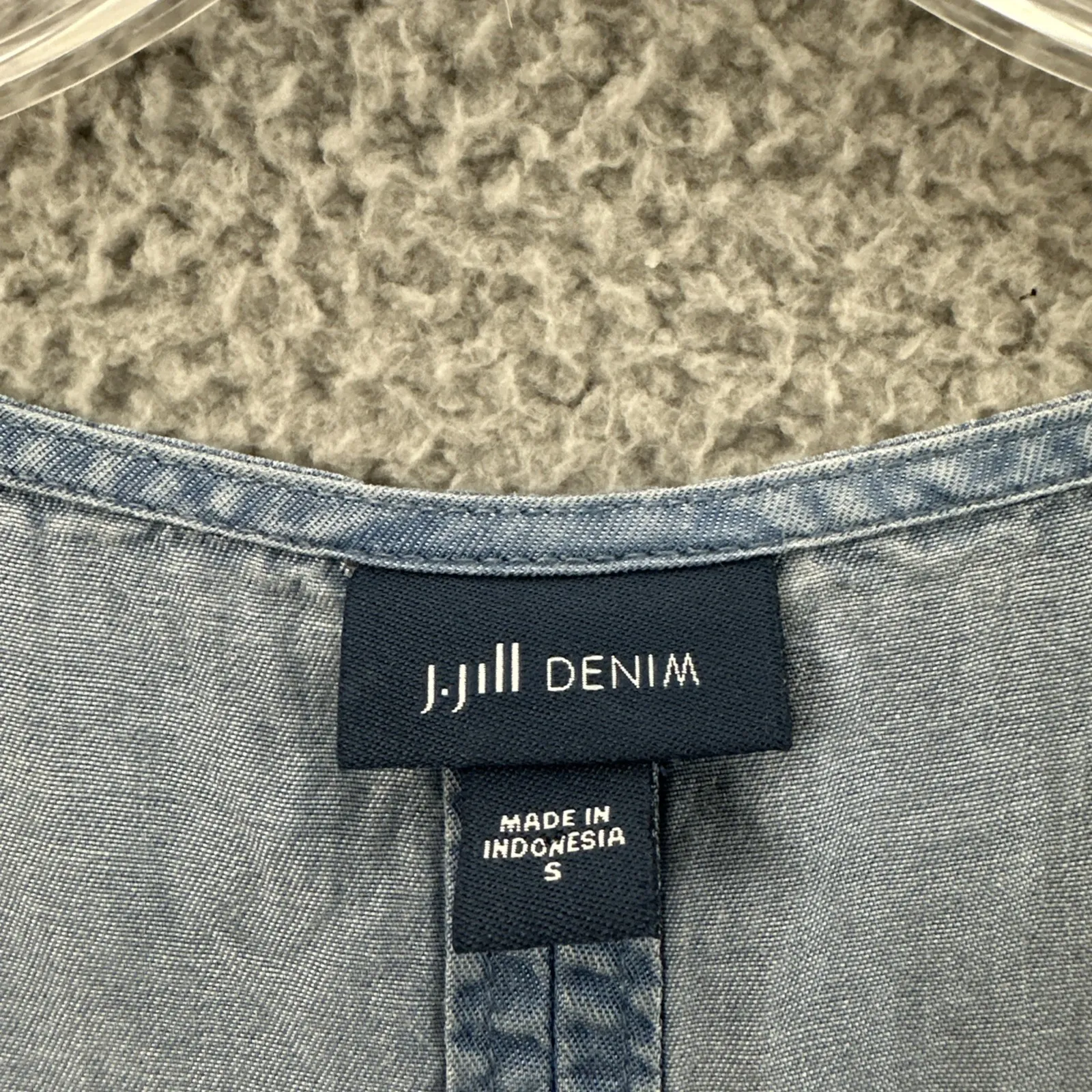 J. Jill Denim Jean Chambray Tunic Top Sleeveless Boho Tencel Lyocell Women Small Blue - Image 3