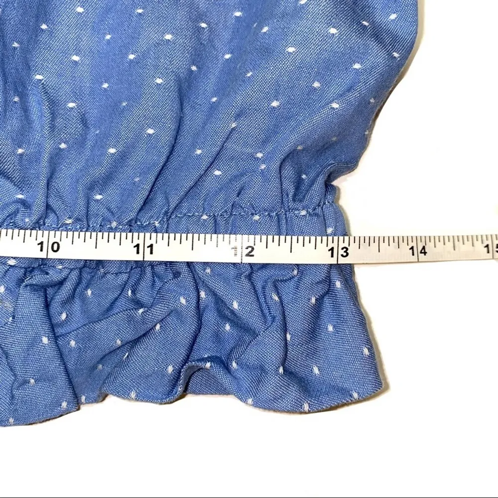 Tularosa Elinor One Shoulder Blue Chambray Textured Top SMALL - Image 8