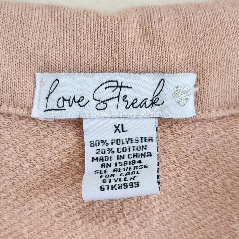 Love Streak Oversized Baggy Fit Cropped Polo Shirt Collared Blush Pink Size XL - Image 3