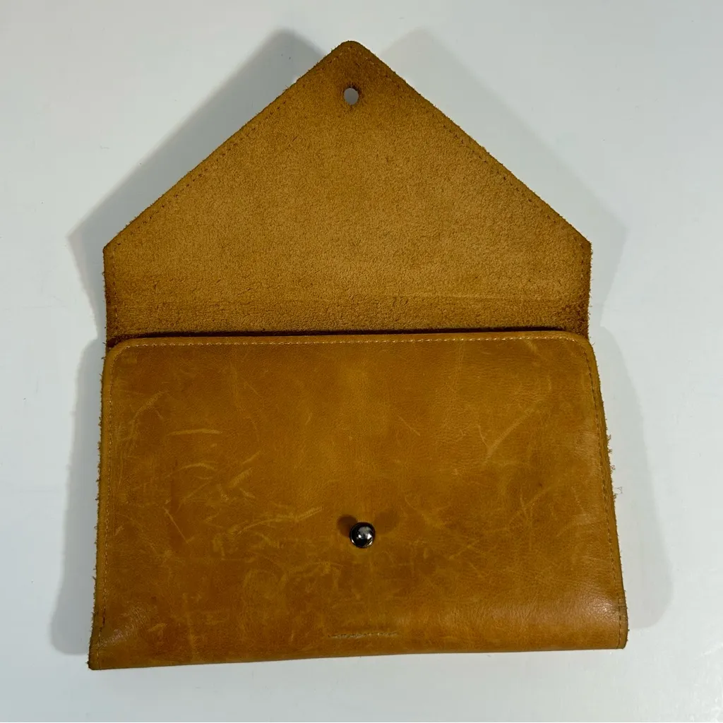 Hearth & Hand Tan Leather Envelope Flap Wallet - Image 2