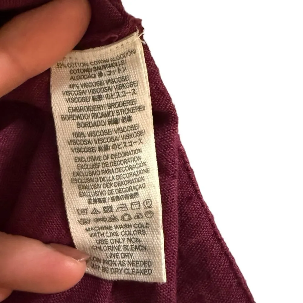 Free People All My Life Wine Embroidered Smocked Mini Dress Women’s XS Boho Chic - Image 10