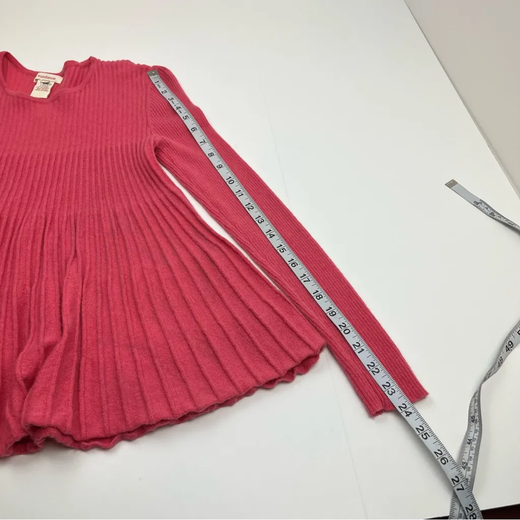 Sundance Pink Pleated‎ Ribbed Women's Top Sweater Size XS Cashmere Wool *FLAWED - Image 12