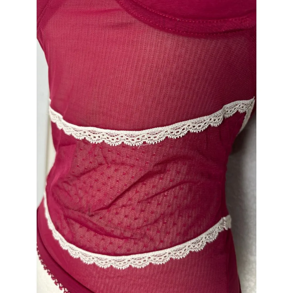 EDC by espirit euro mesh lace top 32C Red - Image 3