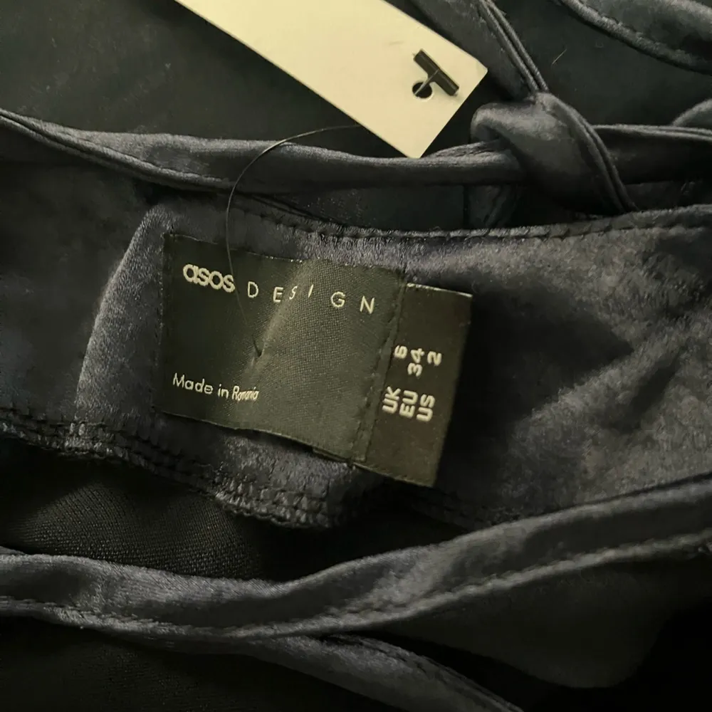 ASOS DESIGN Womens Navy Blue High Shine Satin Midi Slip Dress - Image 7