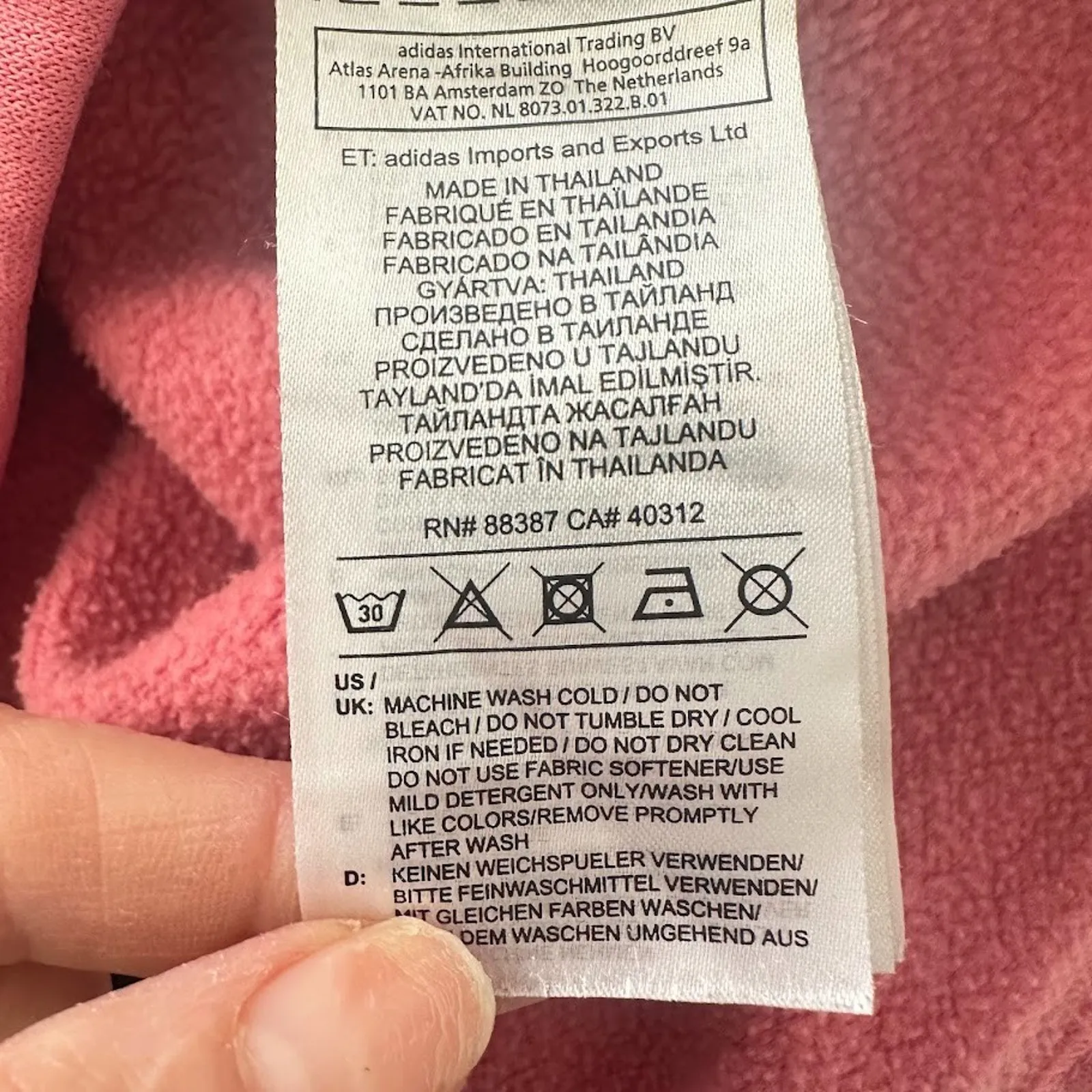 Adidas Full Zip Hoodie Jacket Athletic Running Track Pink Black Womens Medium - Image 5