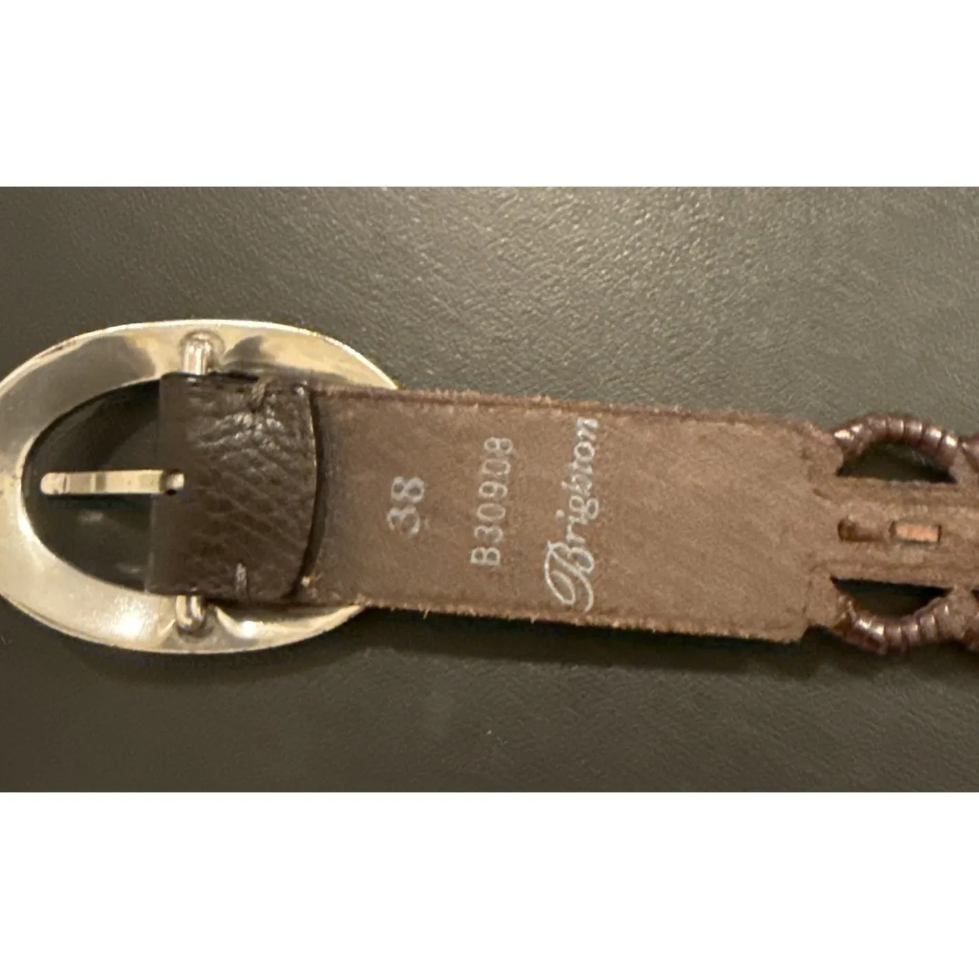 Brighton Womens Size 38 Leather Belt Brown Oval Silver Buckle Southwest B30908 - Image 7