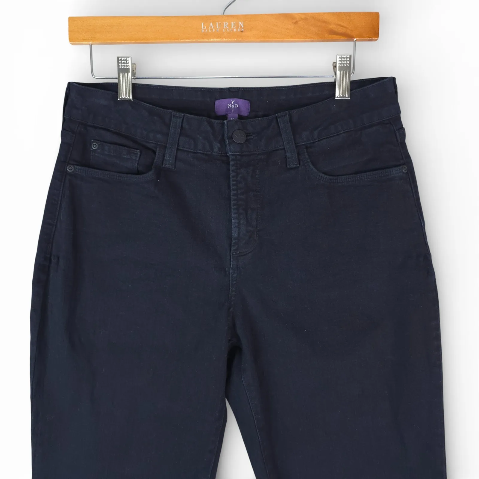 NYDJ Jeans Womens 10 (30x33) Black Bootcut Stretch Denim Rhinestone Pockets - Image 4