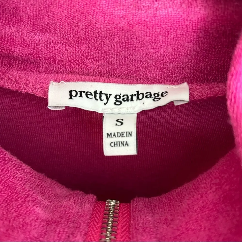 NWT Pretty Garbage Pink Cropped Terrycloth Zip Up Sweatshirt/Jacket Size… - Image 6