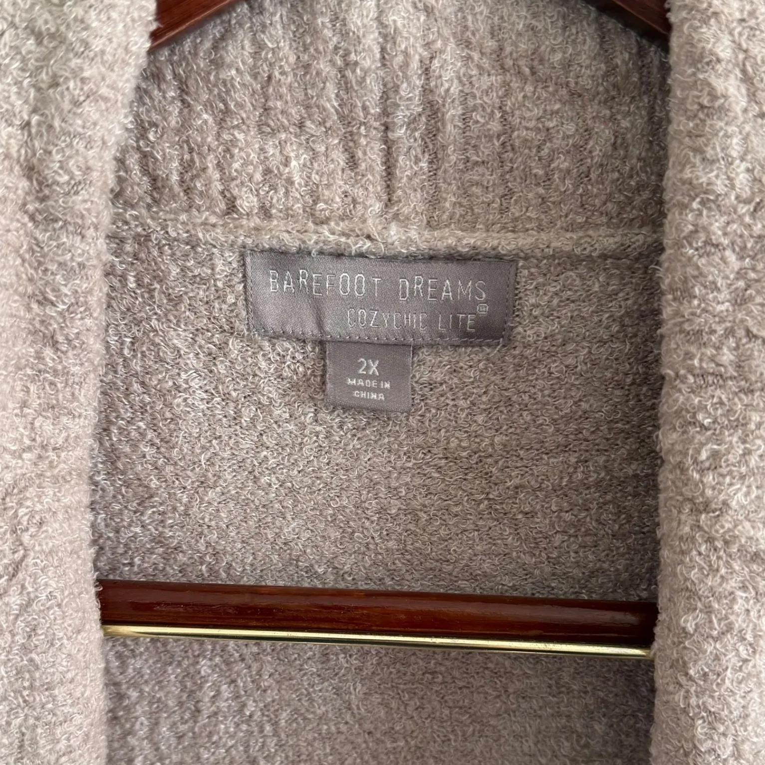 Barefoot Dreams CozyChic Lite Circle Cardi Women's 2XL Taupe Sweater Lounge - Image 7