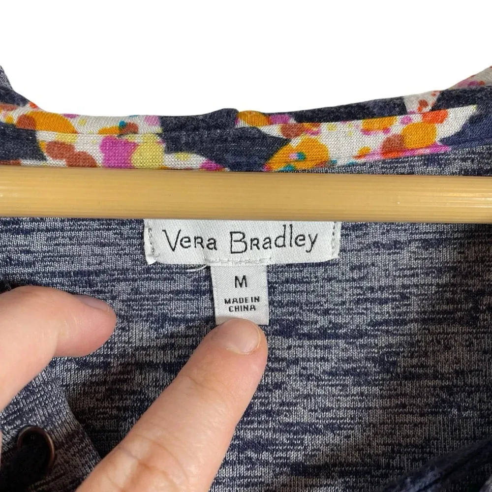 Vera Bradley Lace Up Floral Contrast Hoodie in Navy Multi Size M - Image 9
