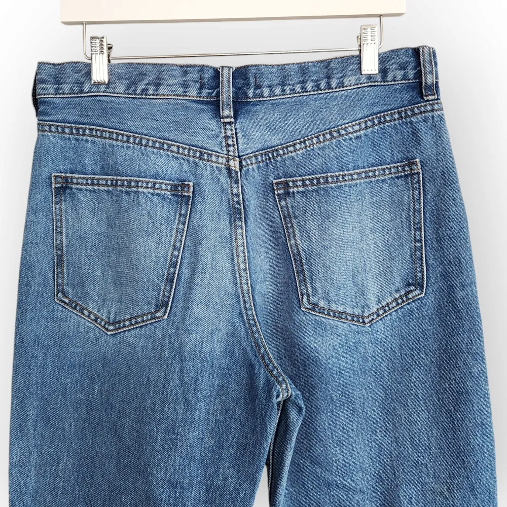 Free People Mid Wash High Waisted Cropped Kick Boot Cut Jeans 29 - Image 5