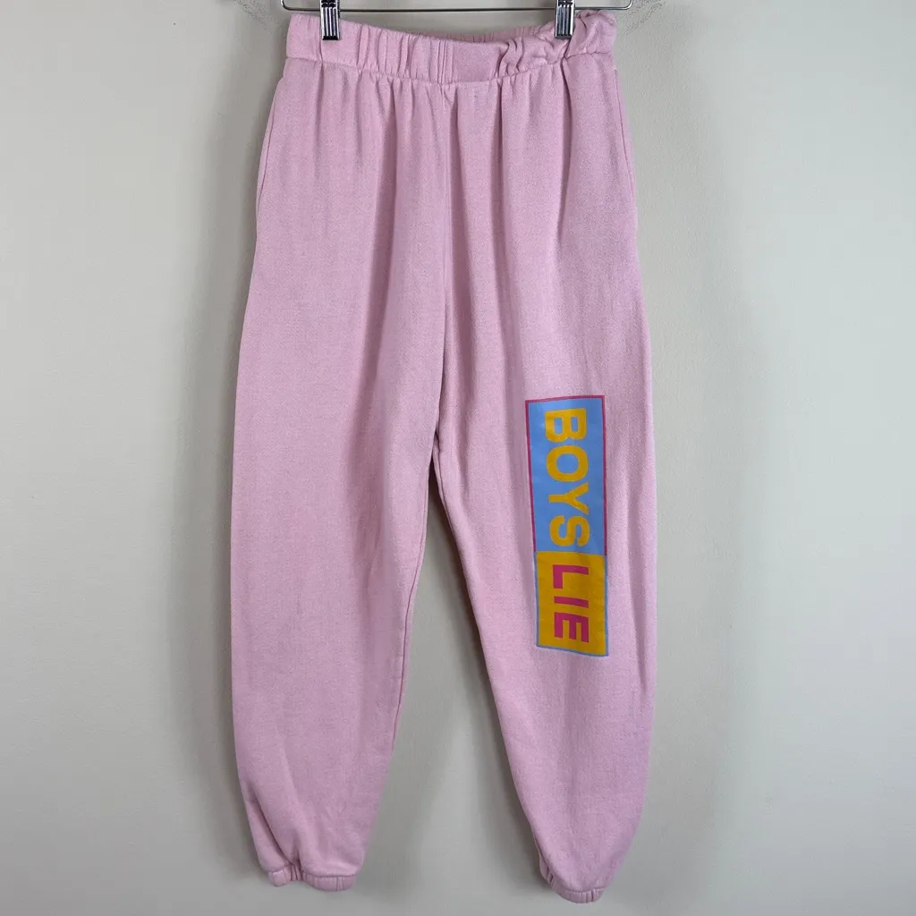 Boys Lie Better Half Mac Slim Sweatpants in Pink Size Small - Image 3