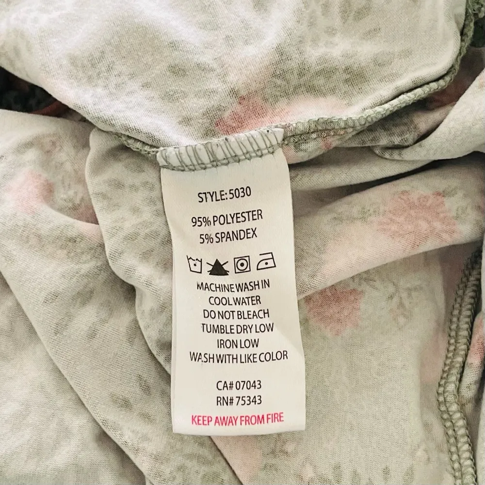 Balletcore Floral Green & Pink Satin Bow Pajama Set by Cynthia Rowley Sz Medium - Image 12