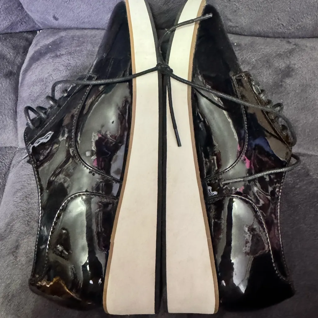 Apt 9 Black Platform Lace Up Faux Patent Leather Shoes 8.5 - Image 11