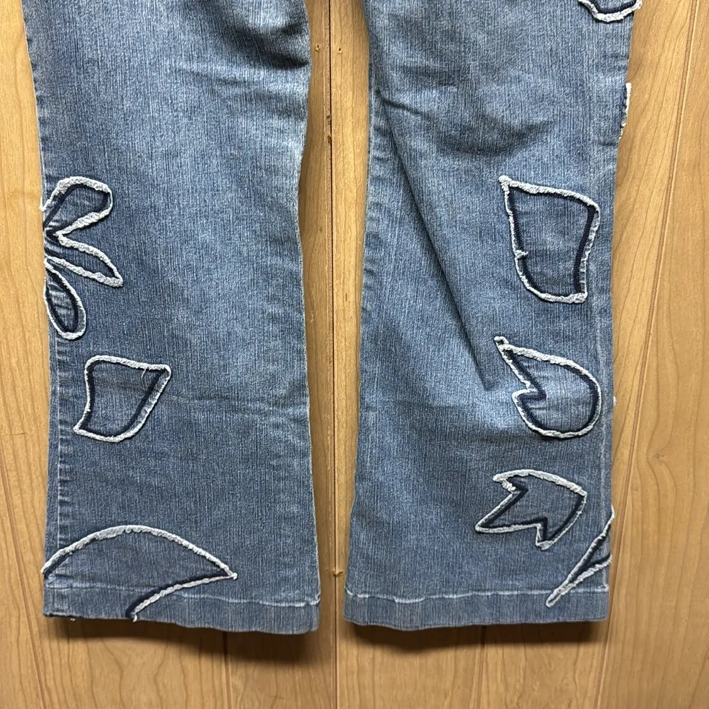 S. Oliver Pants Denim Embroidered Floral Patch Flare Blue Jeans Size undefined - Image 6