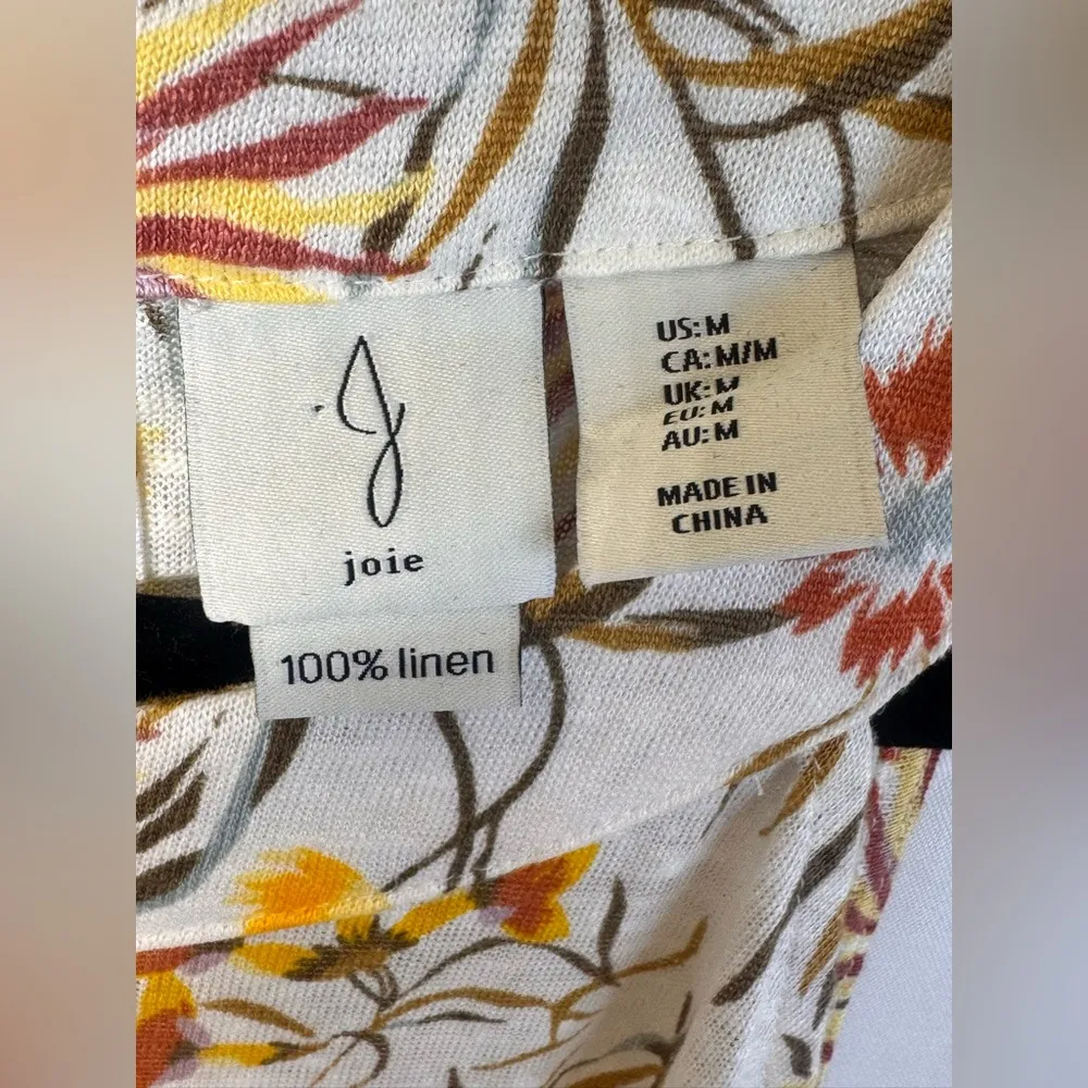 Joie Halter Neck Floral Linen Tank- Medium - Image 3