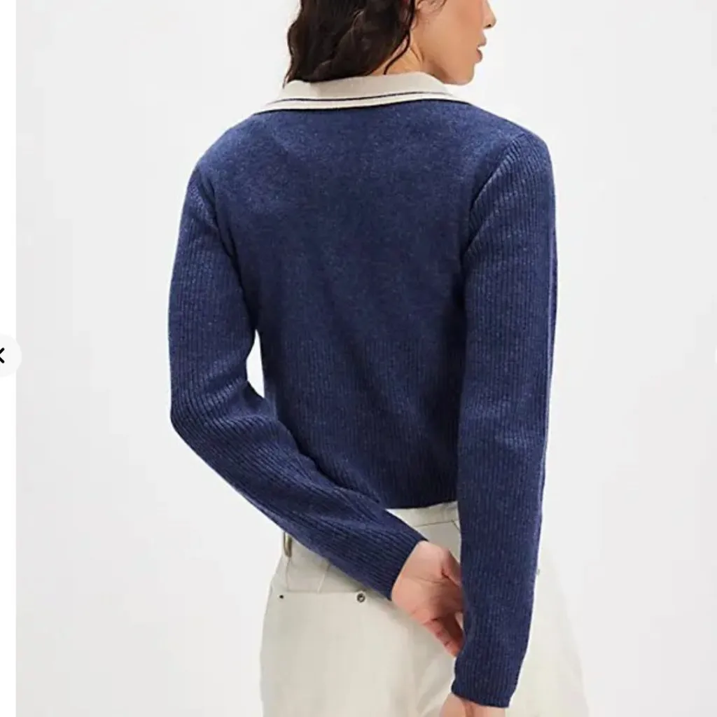 NWT Free People Rudy Cashmere Pullover in Atlantic Deep - Image 2