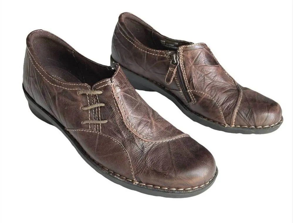 Clarks Bendables Nikki Leather Slip On Loafer Brown Size 11M Comfort - Image 10