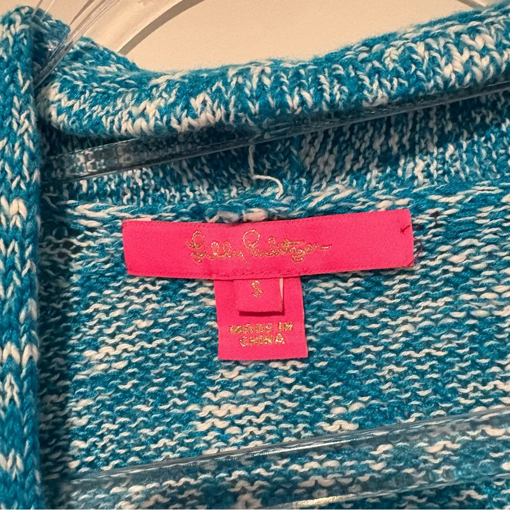 Lilly‎ Pulitzer Mavery Cardigan Turquoise Shore Marl size small - Image 4
