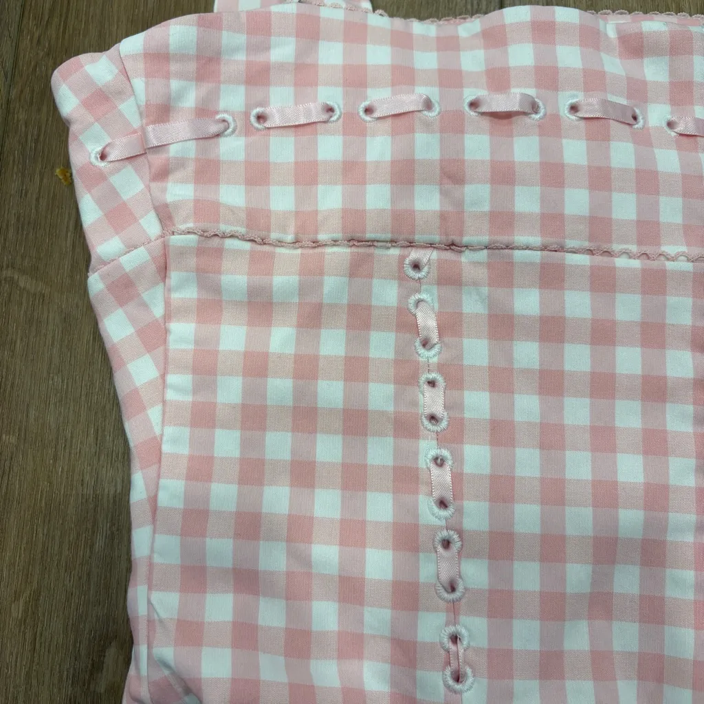 🌟HOUSE OF CB🌟 LOTTIE GINGHAM CORSET TOP PINK SZ L - FULLER CUP - Image 10