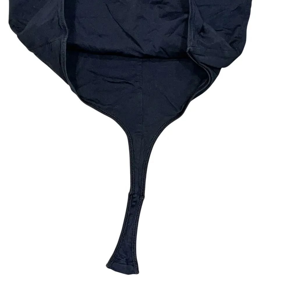 Everlane Black V Neck Thong Cap Sleeve Ballet Bodysuit size Medium - Image 8