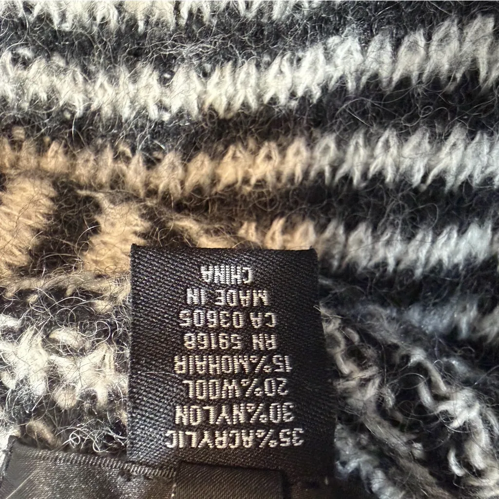 Karen Kane black white striped wool mohair blend cardigan sweater open front S - Image 7