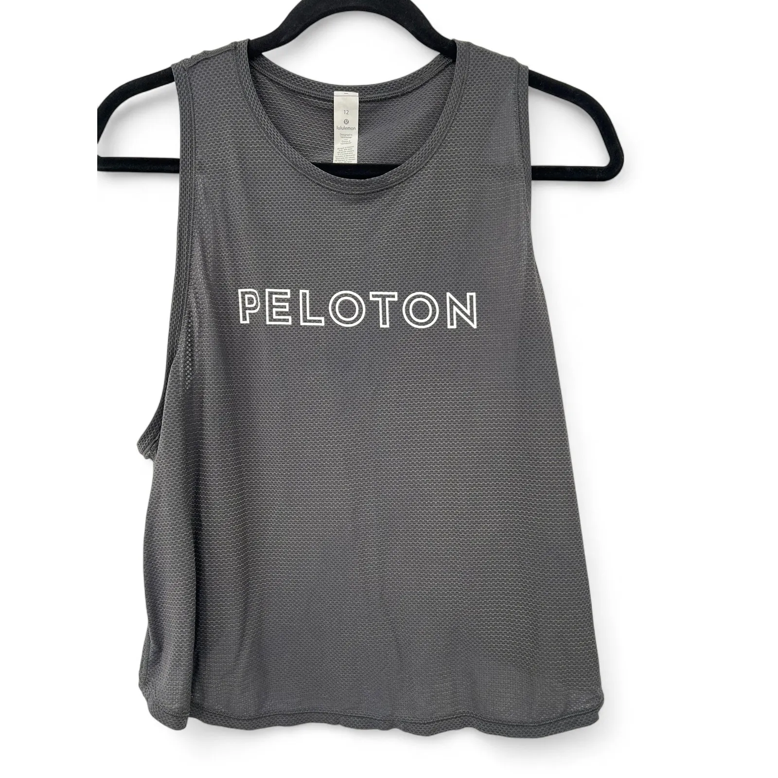 Peloton X Lululemon 12 Sleeveless Top Tank Logo Activewear Workout Shirt Women Gray - Image 8