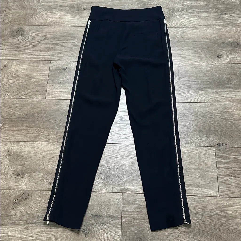 A.L.C. High Rise Double Side Zip Crepe Trousers Pants Tailored Black Size 4 - Image 6