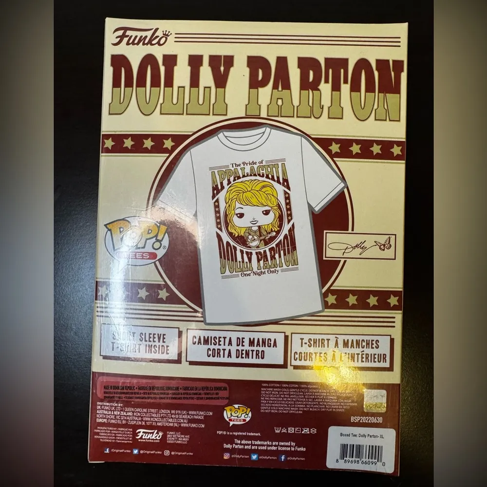 Dolly Parton T Shirt XL The Pride of Appalachia Funko Pop Boxed Tee Cotton SL5 White - Image 2