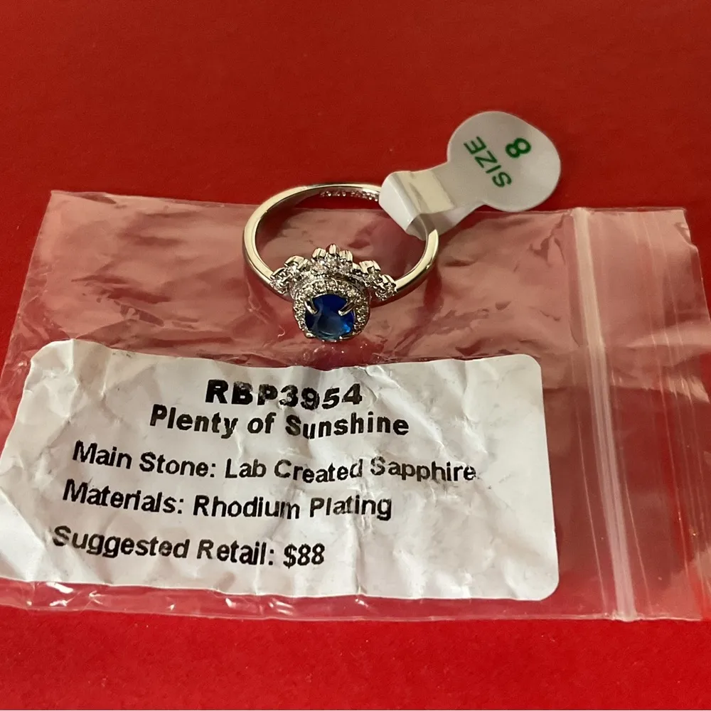 Bomb Party RBP3954 “Plenty of Sunshine” LC Sapphire on Rhodium Size 8 Ring NWT - Image 5